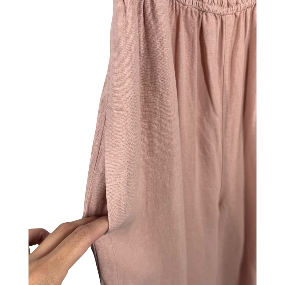 Pilcro Anthropologie Pink Smocked Wide Leg Jumpsuit Womens Small Linen Blend - Picture 8 of 10